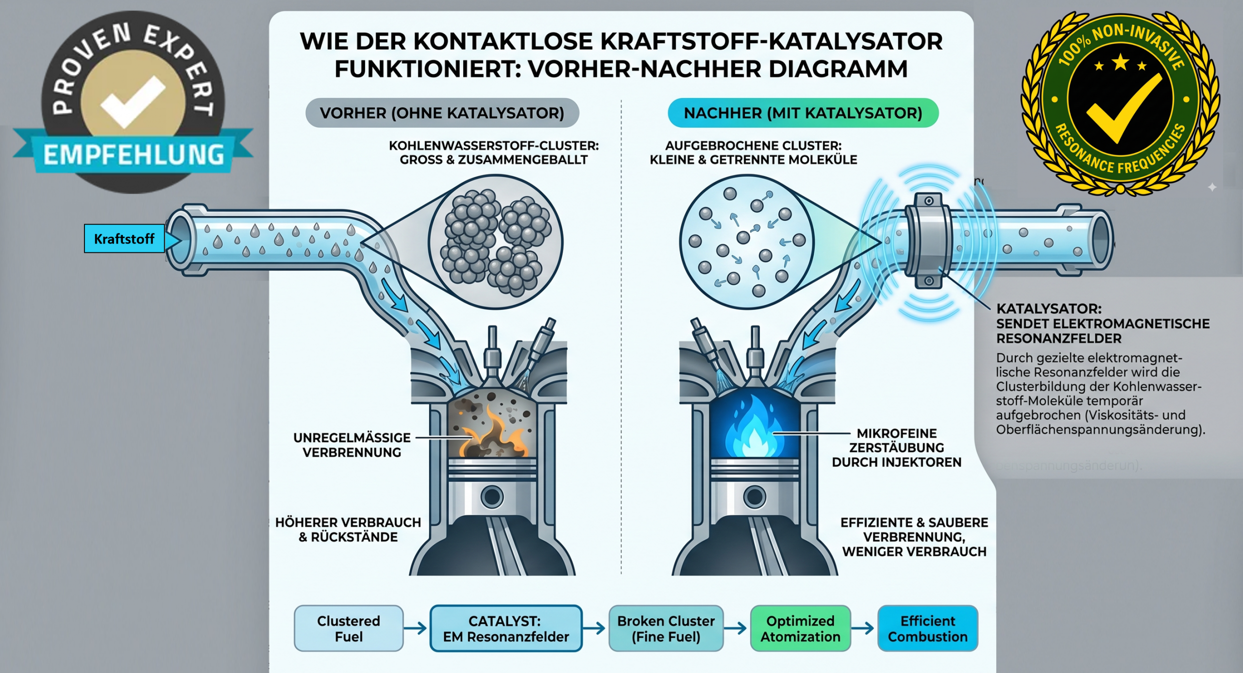 Funktionsweise des kontaktlosen Kraftstoffkatalysators