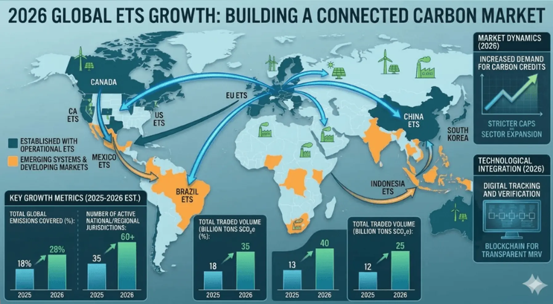 2026 Global ETS Growth: Building a Connected Carbon Market (Infografik)